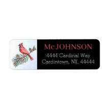 Kardinal Red Bird Branch Illustration Art Address