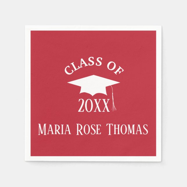 Kardinal Red Grad Cap & Blätter Paper Napkins Serviette (Vorderseite)