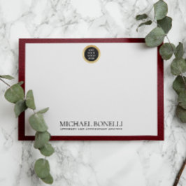 Kardinal Red Leather Gold Square Logo Monogram Mitteilungskarte