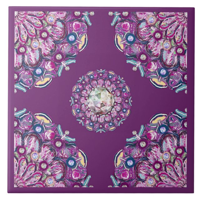 Kardinal Rosace Fliese (Vorderseite)