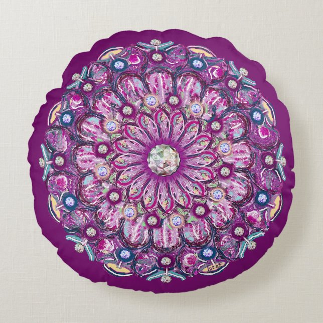 Kardinal Rosace Rundes Kissen (Vorderseite)