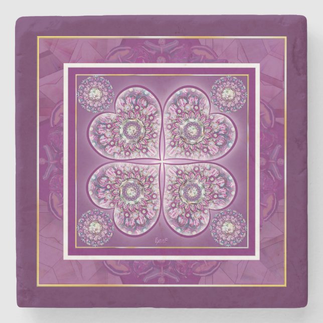 Kardinal Rosace Steinuntersetzer (Vorderseite)