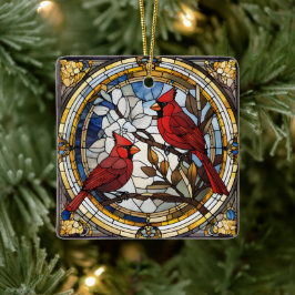 Kardinal-Rot-Vogelgeweih-Gedenkrunde Keramikornament