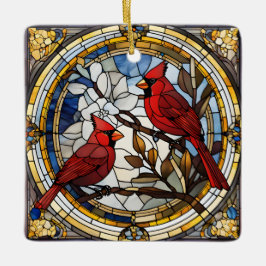 Kardinal-Rot-Vogelgeweih-Gedenkrunde Keramikornament