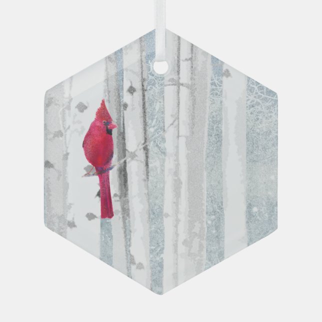 Kardinal Rote Bird-of-Prey Ornament Aus Glas (Vorderseite)