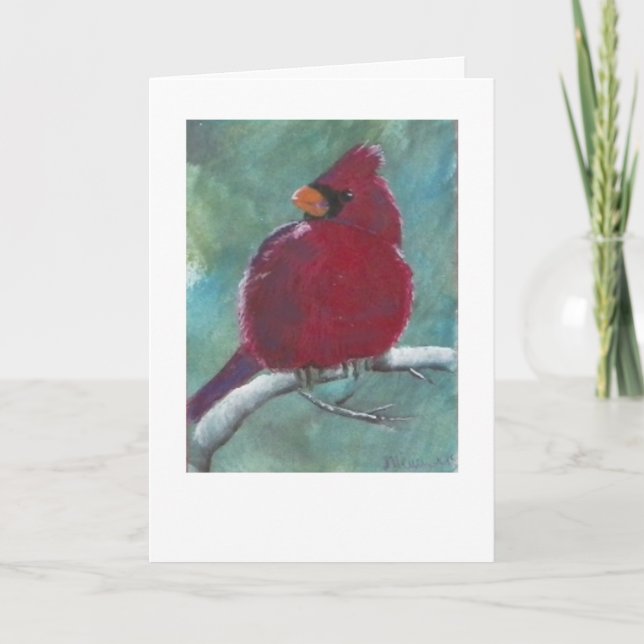 Kardinal Rote Vogelmalerei Feiertagskarte (Vorderseite)