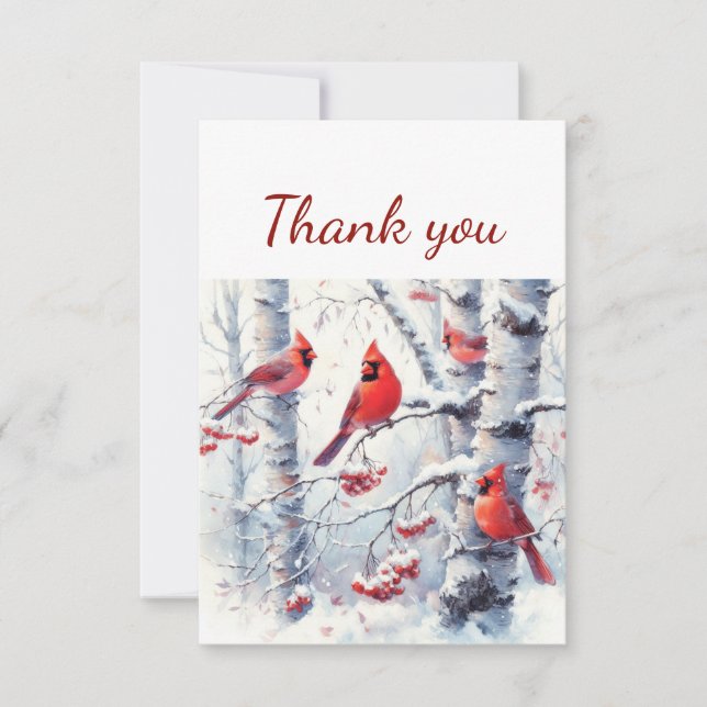 Kardinal Roter Bird Naturschutz Dankeskarte (Vorderseite)