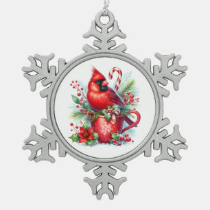 Kardinal Schneeflocken Zinn-Ornament