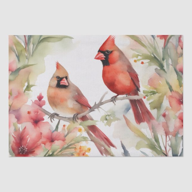 "Kardinal Serenade: Ein Blumenmotiv Seidenpapier (Vorderseite)