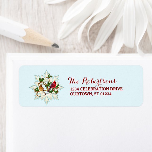 Kardinal Snow Weihnachtsadressen Labels (Insitu)