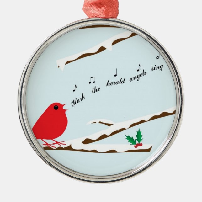 Kardinal Song Premium Weihnachtsdekoration Ornament Aus Metall (Vorne)