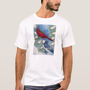 Kardinal u. blaues Jay durch Toni Donelow Stewart T-Shirt