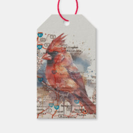 Kardinal über Virginia Road Map Geschenkanhänger