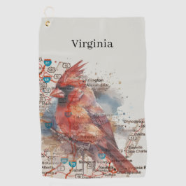 Kardinal über Virginia Road Map Golfhandtuch