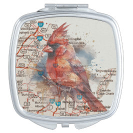 Kardinal über Virginia Road Map Taschenspiegel