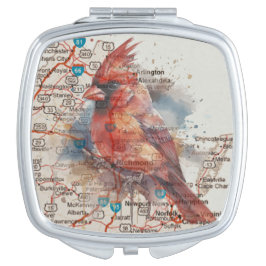 Kardinal über Virginia Road Map Taschenspiegel
