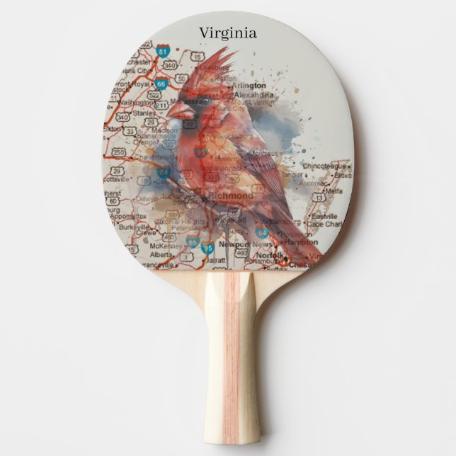 Kardinal über Virginia Road Map Tischtennis Schläger (Vorderseite)