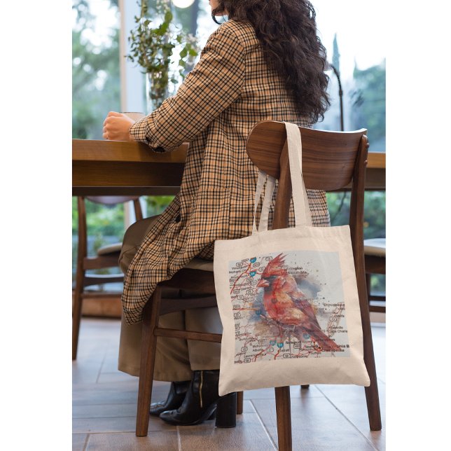 Kardinal über Virginia Road Map Tragetasche (Von Creator hochgeladen)