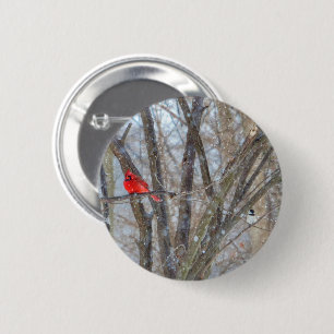 Kardinal und Chickadee Button