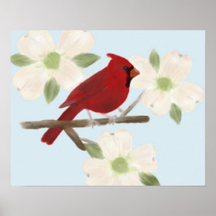 Kardinal und Dogwood Wasserfarben Poster drucken