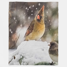 Kardinal und Funken im Schnee Fleecedecke
