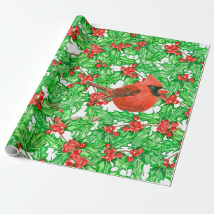 Kardinal- und Heilbeerenfarbmuster Geschenkpapier