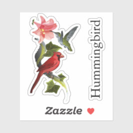 Kardinal und Hummingbird Pink Lilie Benutzerdefini Aufkleber