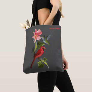 Kardinal und Hummingbird Pink Lily Personalisiert Tasche