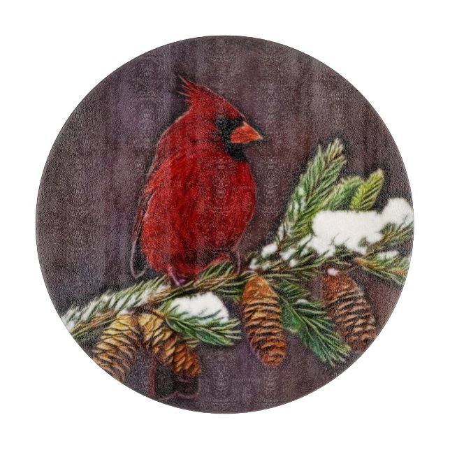 Kardinal und Schnee Pinecones Schneidebrett (Vorderseite)