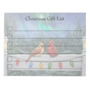 Kardinal und Weihnachtslicht Winterschnee Notizblock