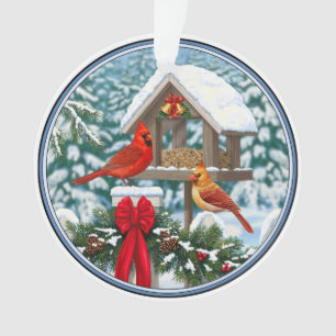 Kardinal und Weihnachtsvogelzuführung Ornament