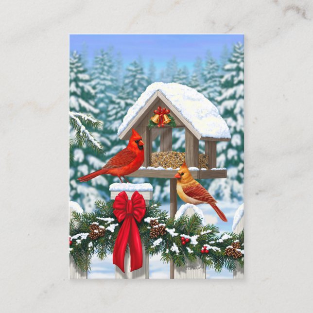 Kardinal und Weihnachtsvogelzuführung Visitenkarte (Vorderseite)