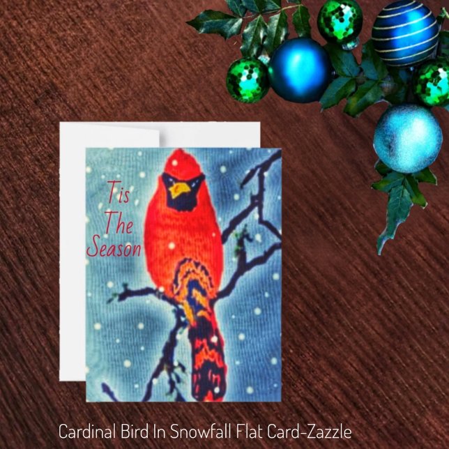 Kardinal-Vogel im Schneefall Feiertagskarte (Von Creator hochgeladen)