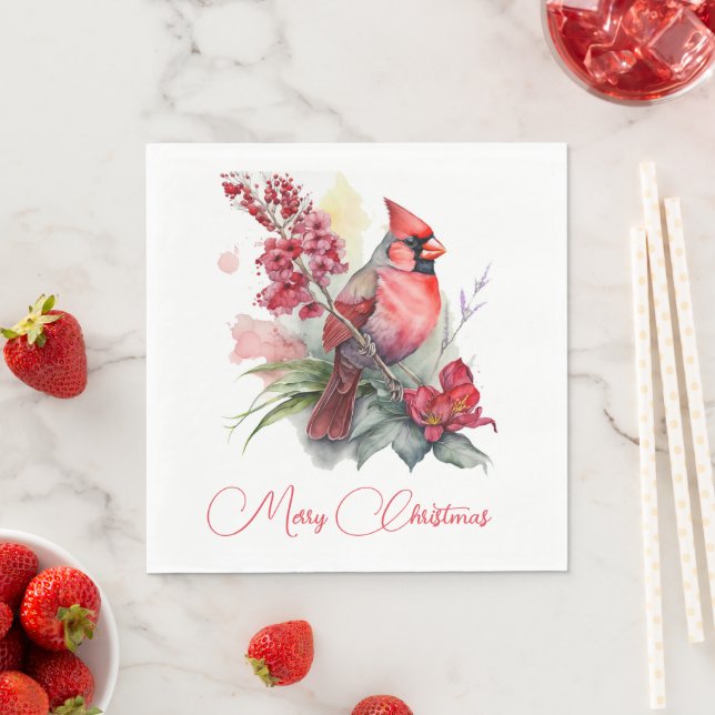 Kardinal Watercolor Weihnachten Serviette (Beispiel)