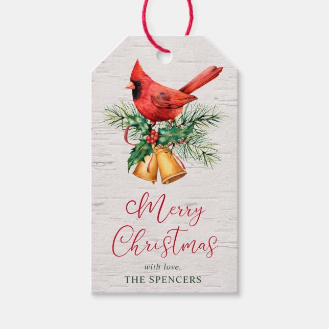 Kardinal Weihnachten Personalisiert Geschenkanhänger (Vorderseite)