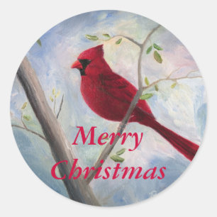 Kardinal Weihnachtsaufkleber Runder Aufkleber