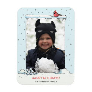 Kardinal Weihnachtskarte, Cartoon Kardinal Foto Magnet