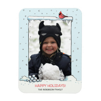 Kardinal Weihnachtskarte, Cartoon Kardinal Foto Magnet