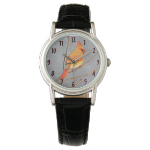 Kardinal zur Zweigmalerei - Originale Vogelkunst Armbanduhr