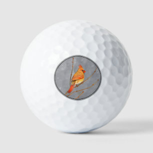 Kardinal zur Zweigmalerei - Originale Vogelkunst Golfball