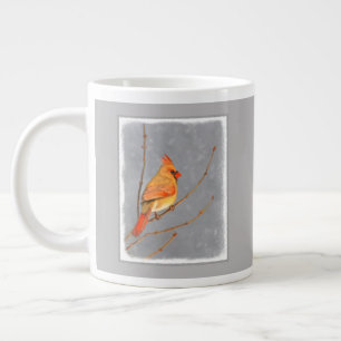 Kardinal zur Zweigmalerei - Originale Vogelkunst Jumbo-Tasse