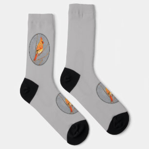 Kardinal zur Zweigmalerei - Originale Vogelkunst Socken