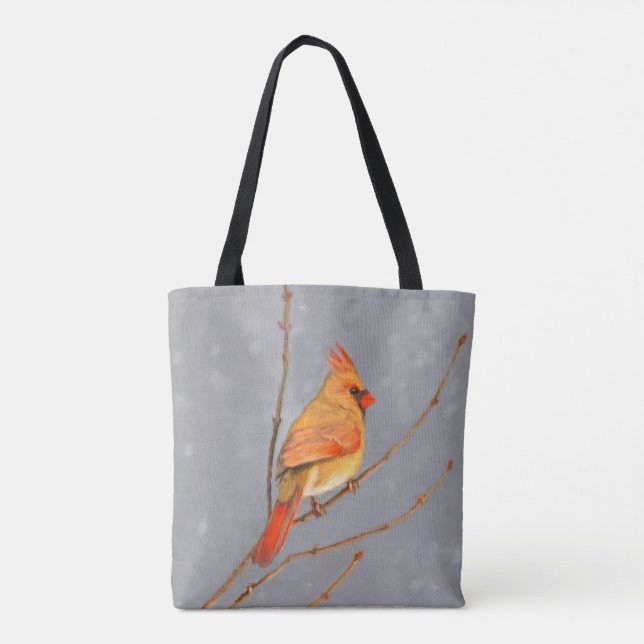 Kardinal zur Zweigmalerei - Originale Vogelkunst Tasche (Rückseite)