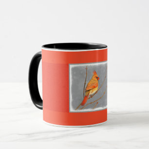 Kardinal zur Zweigmalerei - Originale Vogelkunst Tasse