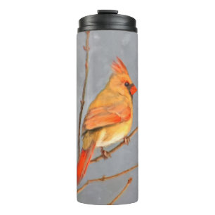Kardinal zur Zweigmalerei - Originale Vogelkunst Thermosbecher