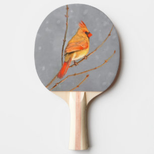 Kardinal zur Zweigmalerei - Originale Vogelkunst Tischtennis Schläger