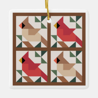 Kardinal Zwei-seitige Barnquilt-Ornament Keramikornament
