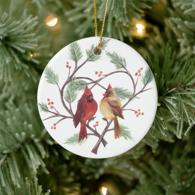 Kardinäle des Kieferherzes Keramik Ornament (Baum)