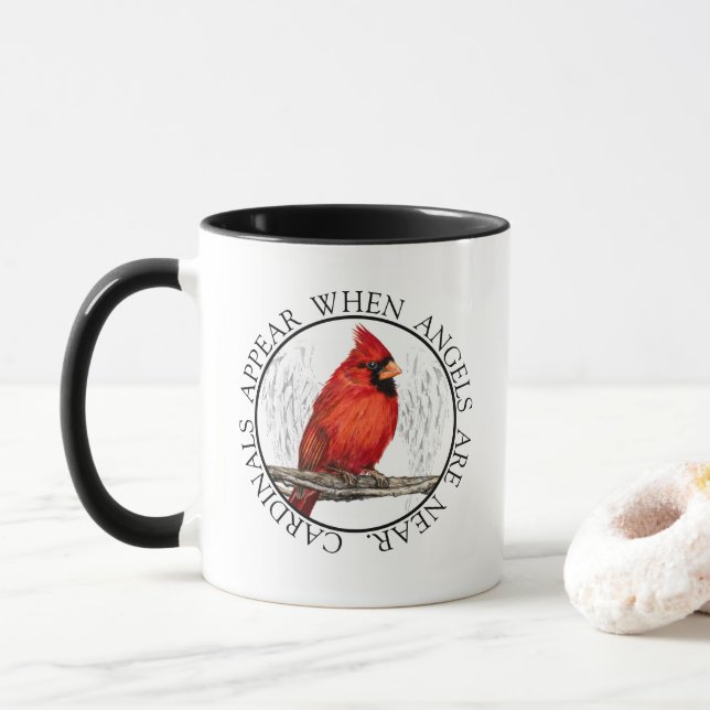 Kardinäle erscheinen, wenn Engel nahe Gewohnheit Tasse (Mit Donut)