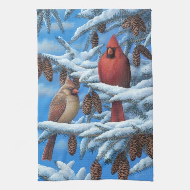 Kardinäle Geschirrtuch (Vertikal)